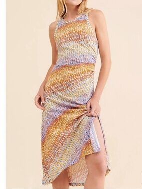 Anthropologie Daily Practice Treasure Tank Dress Ruched Side Midi Length Stretch